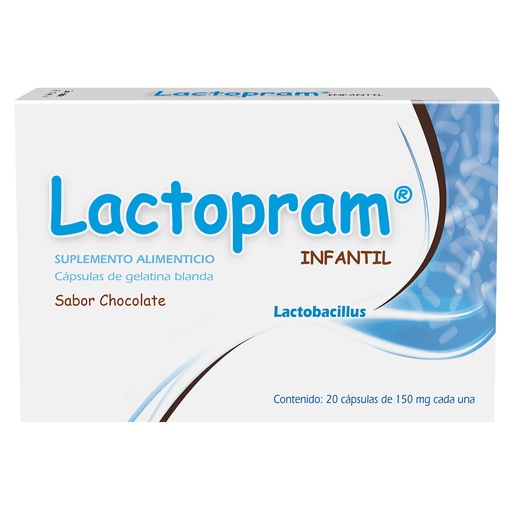 [7503008344495] Lactopram Chocolate 150 Mg Suplemento Alimenticio 20 Cápsulas Genérico Progela 