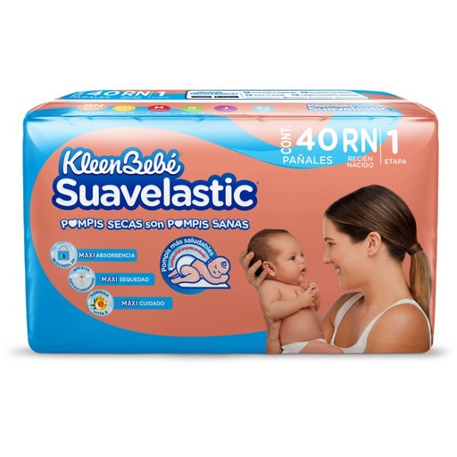 [7501943498815] Pañal Kleen Bebé Suavelastic Recién Nacido Etapa 1 40 Piezas 