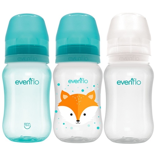 [7501027511218] Biberón Evenflo Cuello Ancho 9 Onzas 3 Piezas