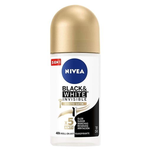 [4005900624994] Desodorante Nivea Black & White Efecto Satín Roll On 50 Ml 