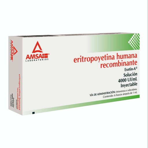[7501349026841] Eritropoyetina Humana Recombinante Solución Inyectable 4000 UI Ml 6 Frascos Ámpula Genérico Amsa 