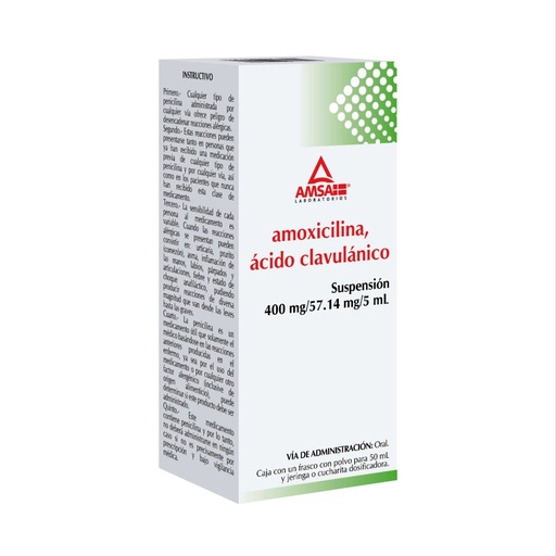 [7501349029828] Amoxicilina/Ácido Clavulánico 400/28.57 Mg 50 Ml Genérico Amsa