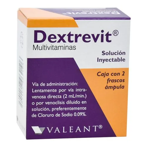 [7501122962106] Dextrevit Solución Inyectable 2 Frascos Ámpula 10 Ml