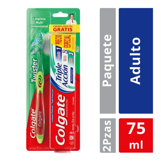 [7509546048611] Cepillo Dental Twister Fresh Más Crema Dental Triple Gratis 75 Ml 