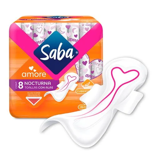 [7501019035876] Toallas Femeninas Saba Amore Nocturna Con Alas 8 Piezas