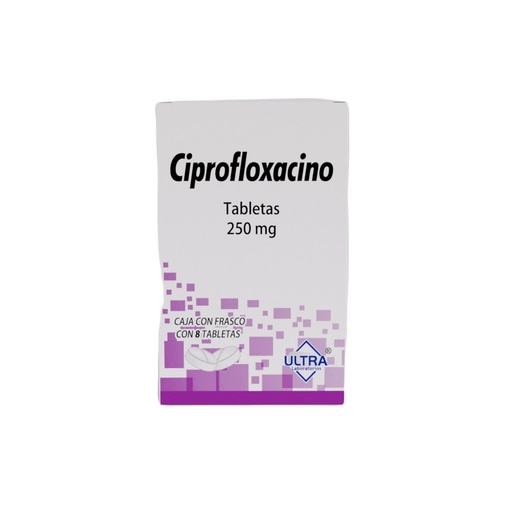[7502216792418] Ciprofloxacino 250 Mg 8 Tabletas Genérico Ultra Lab 
