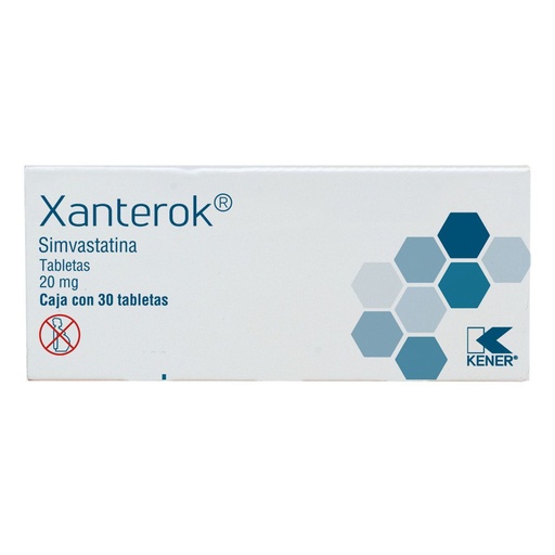 [7501493889545] Xanterok Simvastatina 20 Mg 30 Tabletas Genérico Kener 