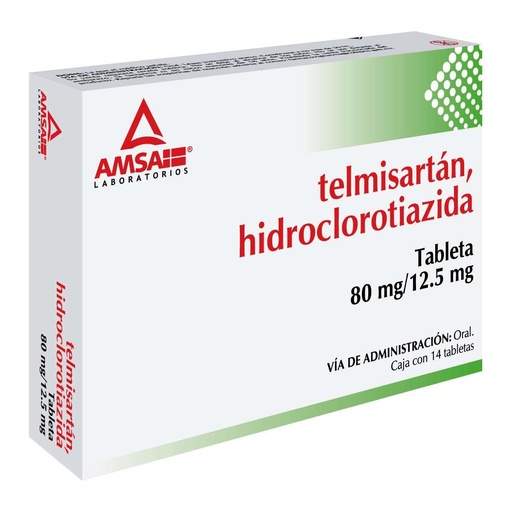 [7501349029729] Telmisartán/Hidroclorotiazida 80/12.5 Mg 14 Tabletas Genérico Amsa 