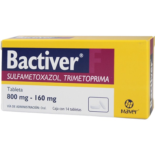 [7503000422283] Bactiver F Sulfametoxazol/Trimetoprima 800/160 Mg 14 Tabletas Genérico Maver 