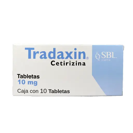 [7257427600280] Tradaxin Cetirizina 10 Mg 10 Tabletas Genérico Sblpharma 