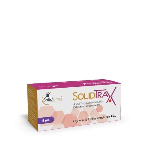 [7506396200022] Solidtrax (Ácido Tranexámico) 100 Mg/Ml Caja Con 10 Frascos Ámpula Con 5 Ml