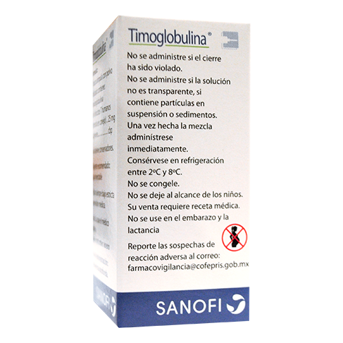 [7501165008830] Timoglobulina (Inmunoglobulina Antilinfocitos T Humanos) 25 Mg Caja Con 1 Frasco Ámpula Con Liofilizado