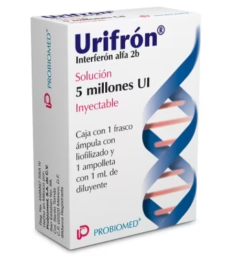 [7502213140458] Urifrón (Interferon Alfa 2B) 5 Millones Ui Caja Con 1 Frasco Ámpula Con Liofilizado Y Ampolleta Con Diluyente