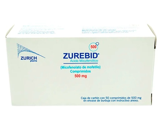 [7502251891350] Zurebid (Ácido Micofenolico) 500 Mg Caja Con 50 Comprimidos De 500 Mg