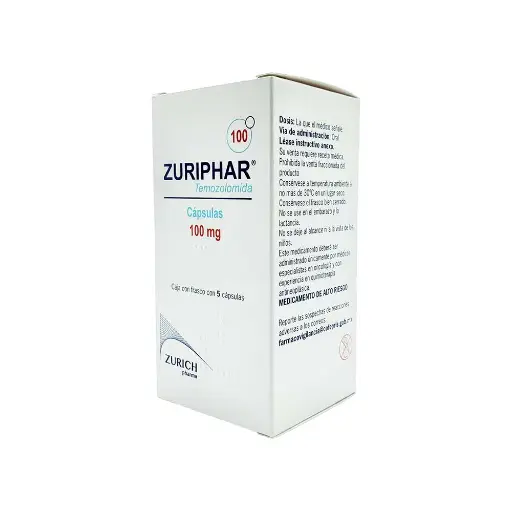 [7502251890438] Zuriphar (Temozolomida) 100 Mg Caja Con Frasco Con 5 Cápsulas