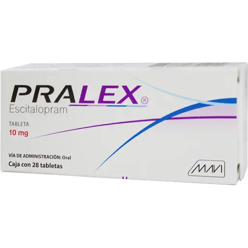 [785120755442] Pralex Escitalopram 10 Mg 28 Tabletas Genérico Mavi 