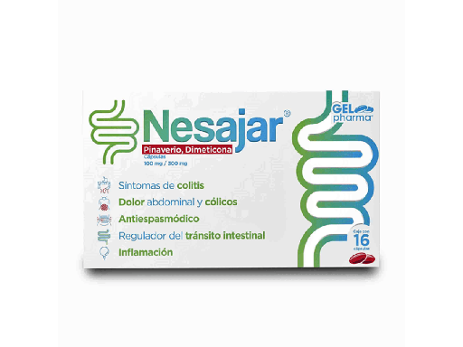 [7502227426722] Nesajar Capsulas De Gel 16 Cápsulas Caja Bromuro De Pinaverio 100 Mg