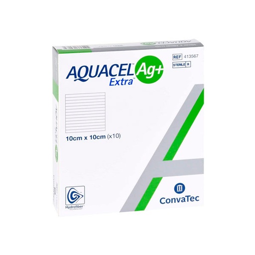 [768455132027] Aquacel Ag Extra Apósito Con Hidrofibra De Plata De 10X10Cm Para Heridas