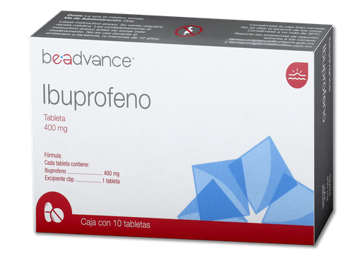 [7501342802718] Ibuprofeno 400 mg 10 tabletas Genérico Beadvance  