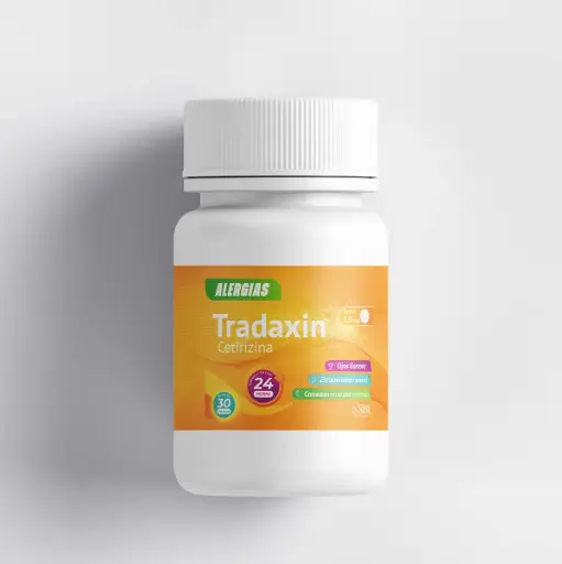 [7503044182198] Tradaxin Cetirizina 1 frasco 30 tabletas 10 mg 